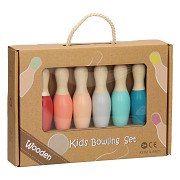 Bowling-Set für Kinder aus Holz – Pastell