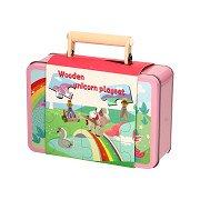 Unicorn Wooden Toy Figures & Puzzle in Storage Case