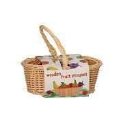 Wooden Fruit in Picnic Basket, 7pcs.