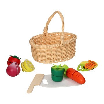 Cutting Fruit Wood in Picnic Basket