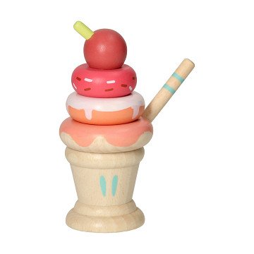 Stacking Toy Wood Ice Cream - Pink