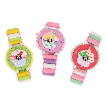 Houten Horloge Cupcake