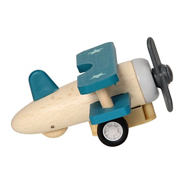 Double Decker Plane Wood - Blue