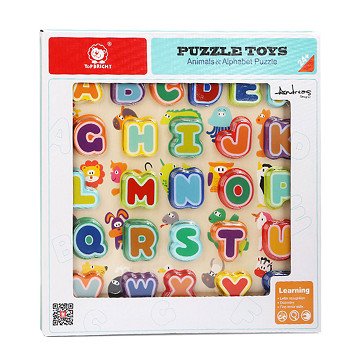 Wooden Puzzle Animals and Alphabet, 30 pcs.