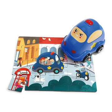 Wooden Jigsaw Puzzle Police with Police Car, 24 pcs.