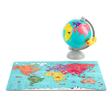Wooden Jigsaw Puzzle World Map with Globe, 63pcs.