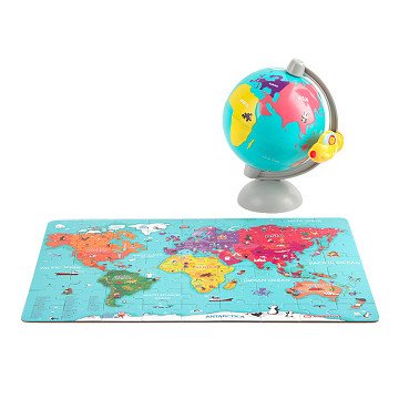 Wooden Jigsaw Puzzle World Map with Globe, 63 pcs.