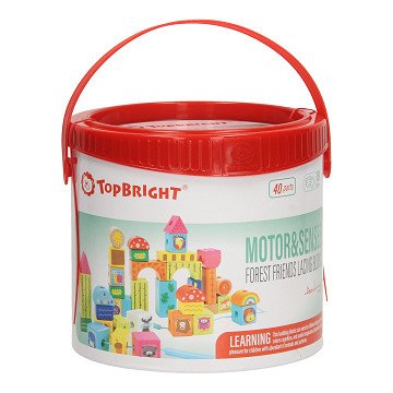 Wooden Threading Blocks Forest Animals, 38 pcs.