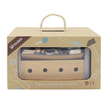 Tragbarer Werkzeugkasten aus Holz, 17-tlg.