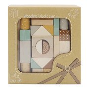 Wooden Pull Cart with 25 Pastel Blocks