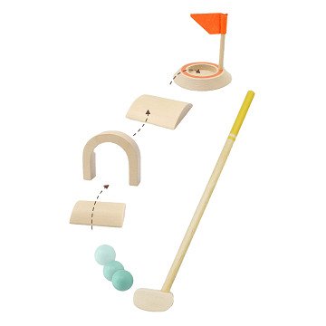 Mini-Golfset aus Holz, 8-teilig.