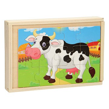 Houten Puzzelbox 4in1 - Boerderij