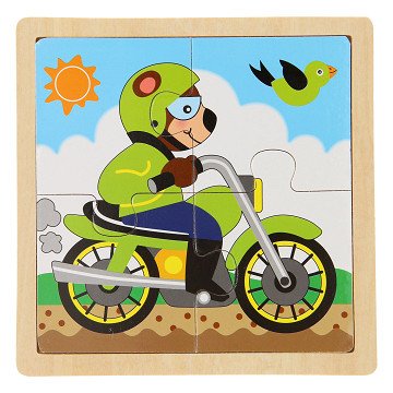 Wooden Jigsaw Puzzle - Motor Bear, 4 pcs.