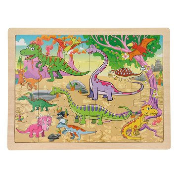 Houten Puzzel - Dinowereld, 24st.