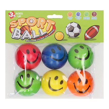 Foam Balls Smiley Face, 6 pcs.