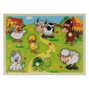 Houten Noppenpuzzel Boerderijdieren, 7st.