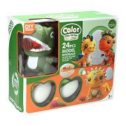 Dino Clay Set - 4 Clay Pots - 24pcs.