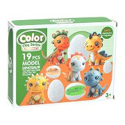 Dino Clay Set - 6 Colors Clay - 19pcs.