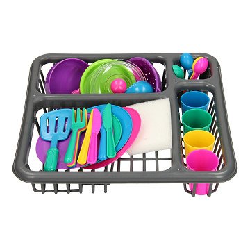 Dishes in Dish Rack, 26 pcs