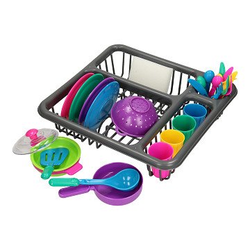 Dishes in Dish Rack, 26 pcs