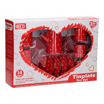 Teeservice aus Zinn, Rot