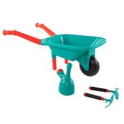 Wheelbarrow with garden tools