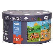 Rundes Puzzle in Aufbewahrungsbox - Vier Jahreszeiten, 150 Teile.