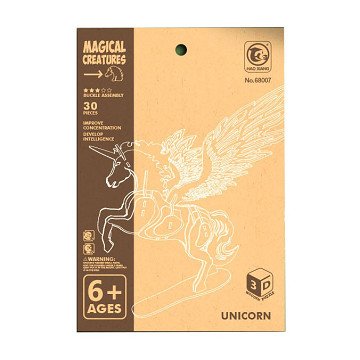 Holzbausatz 3D Einhorn mit Flügeln