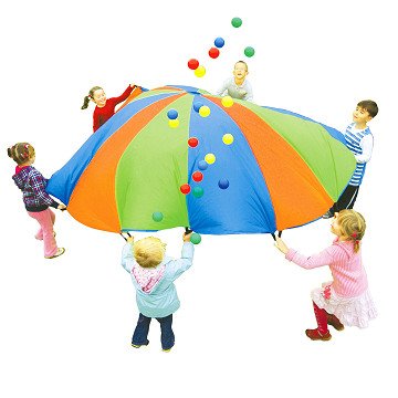 Regenboog Parachute met 24 Ballen