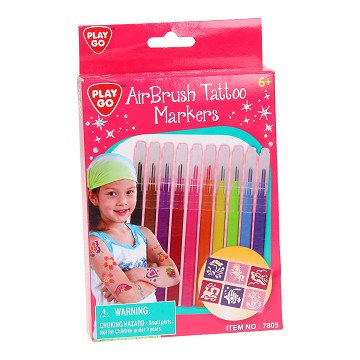 Play Air Brush Tattoo Markers, 10st.