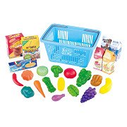 Play Shopping Basket with Groceries Playset, 23pcs.