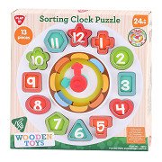 Playgo Wooden Sorting Shapes - and Learning Clock - 13pcs.