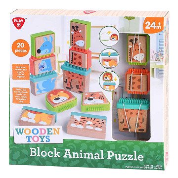 Play Houten Blokpuzzel Dieren, 20dlg.