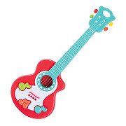 Play Gitarre mit roten Musiknoten