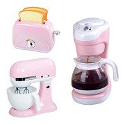 Play Keukenmixer, Koffiezetapparaat en Broodrooster Roze, 7dlg.