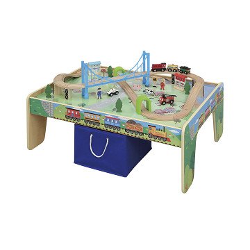 Wooden Train Track on Play Table, 50pcs.