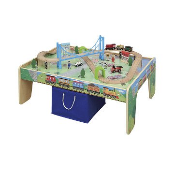 Wooden Train Track on Gaming Table, 50 pcs.