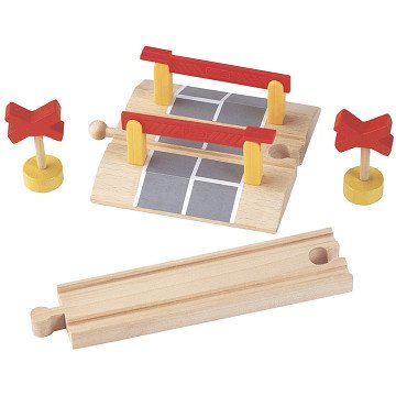 Wooden Railway Crossing with Straight Rails