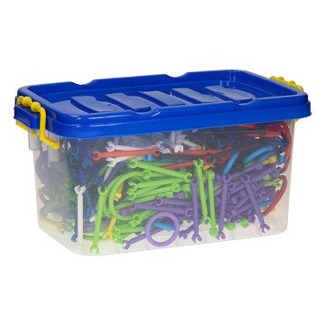 Building Shapes Rods and Rings in Storage Box, 480 pieces.