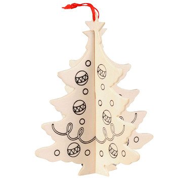 Color your own Wooden 3D Christmas Tree