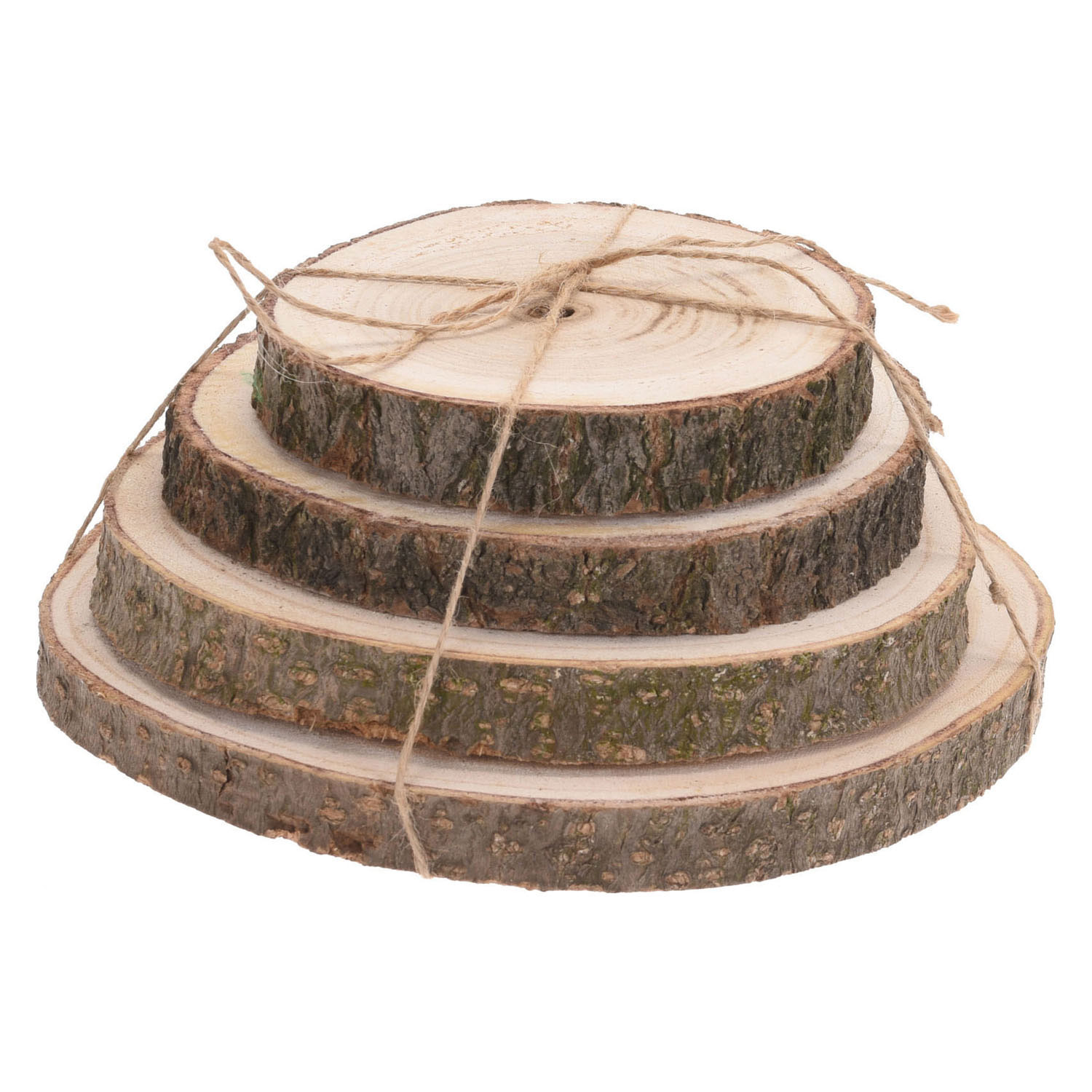 Tree Disc with Bark Natural, 4 pcs.