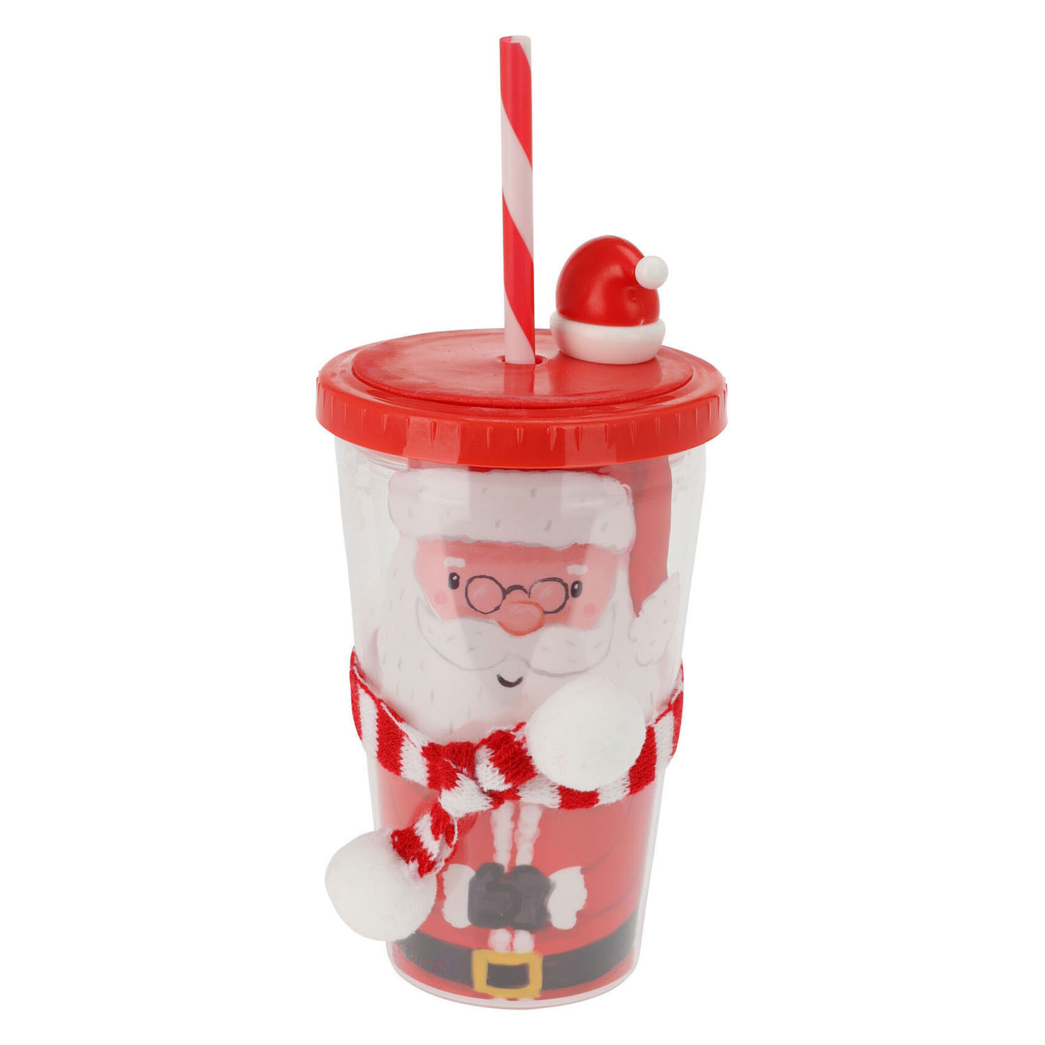 Christmas Drinking Cups with Straw, Set of 12 pieces
