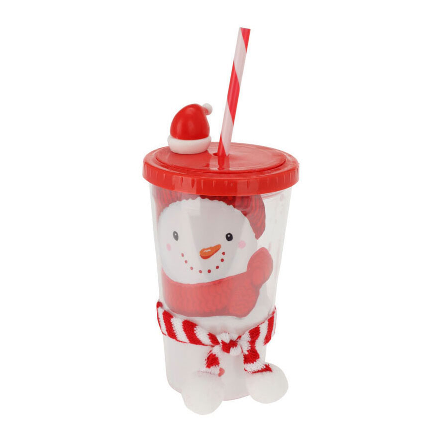 Christmas Drinking Cups with Straw, Set of 12 pieces