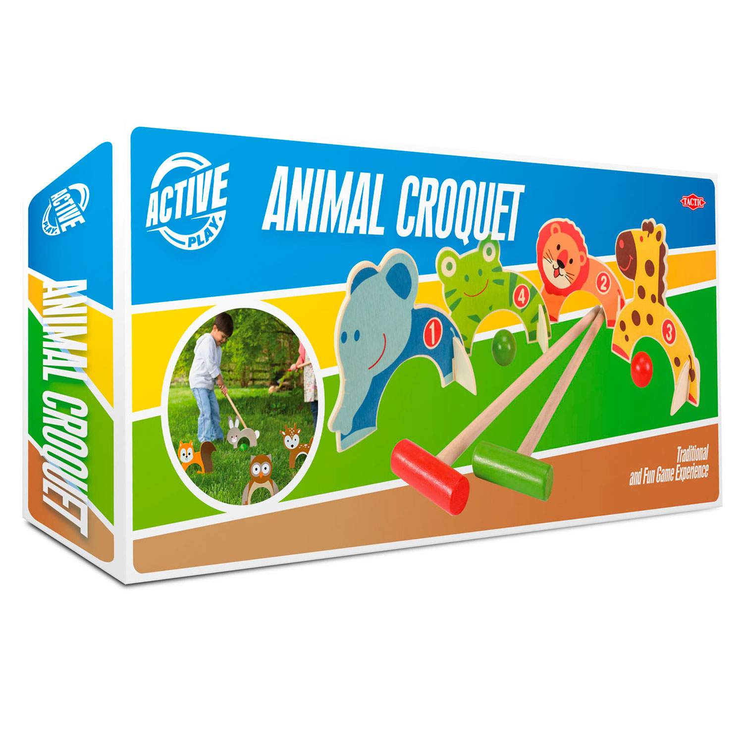 Toyssa Wooden Cartoon Animals Croquet Set Educational Toys Outdoor Games for Kids 
