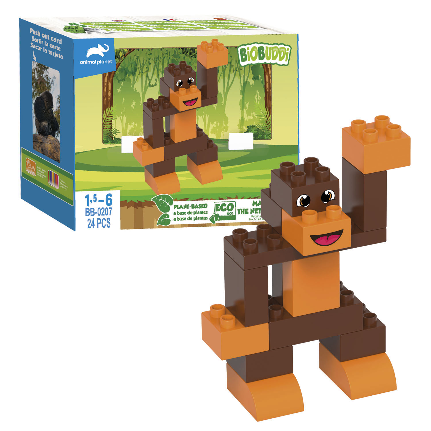 BiOBUDDi Animal planet - Monkey, 24 pcs. | Thimble Toys