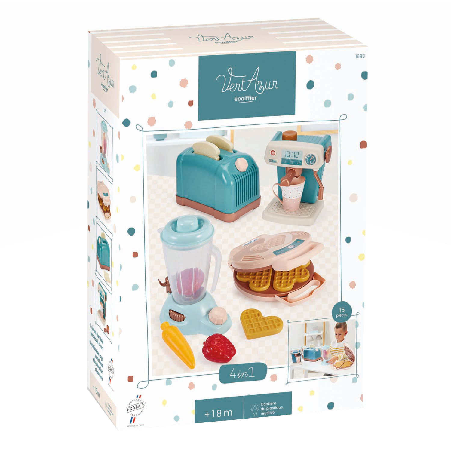 Ecoiffier 7600002621 Set Cucina Insalatiera Con 47 Accessori – Giocattolo Per Bambini, Made In France