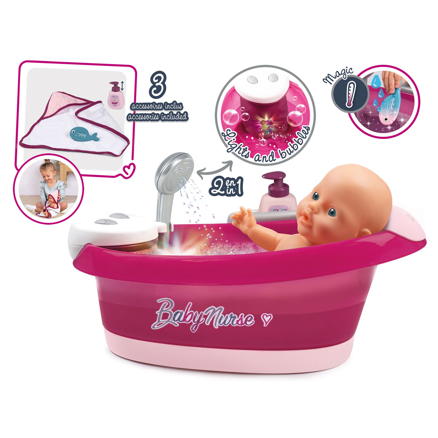 Smoby Baby Nurse doll bathtub 220330 pink