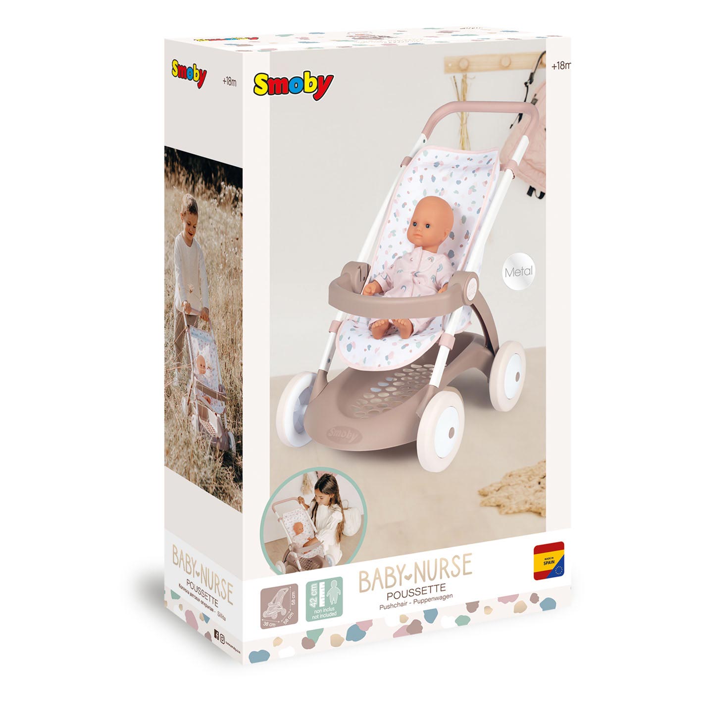 Smoby 'Baby Nurse' doll carriage - pastel