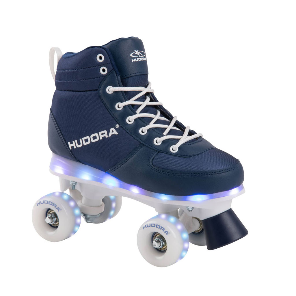 Apt Precies onszelf HUDORA Roller skates Blue with LED, size 29-30 | Thimble Toys