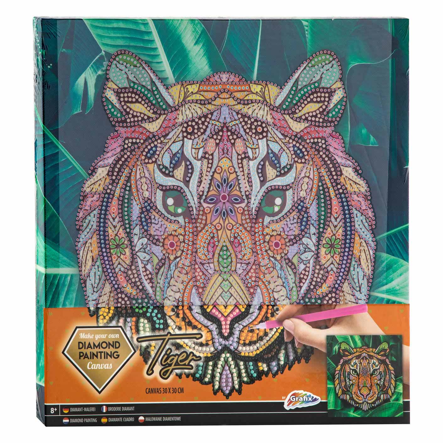 Canvas Diamond Painting Tiger, 30x30cm | Thimble Toys